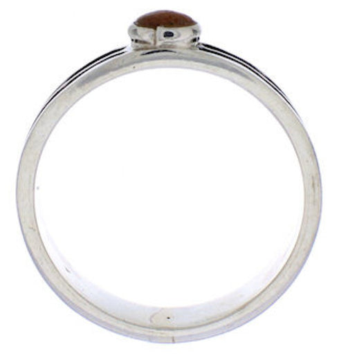 Silver Apple Coral Southwest Stackable Ring Size 5 UX34612